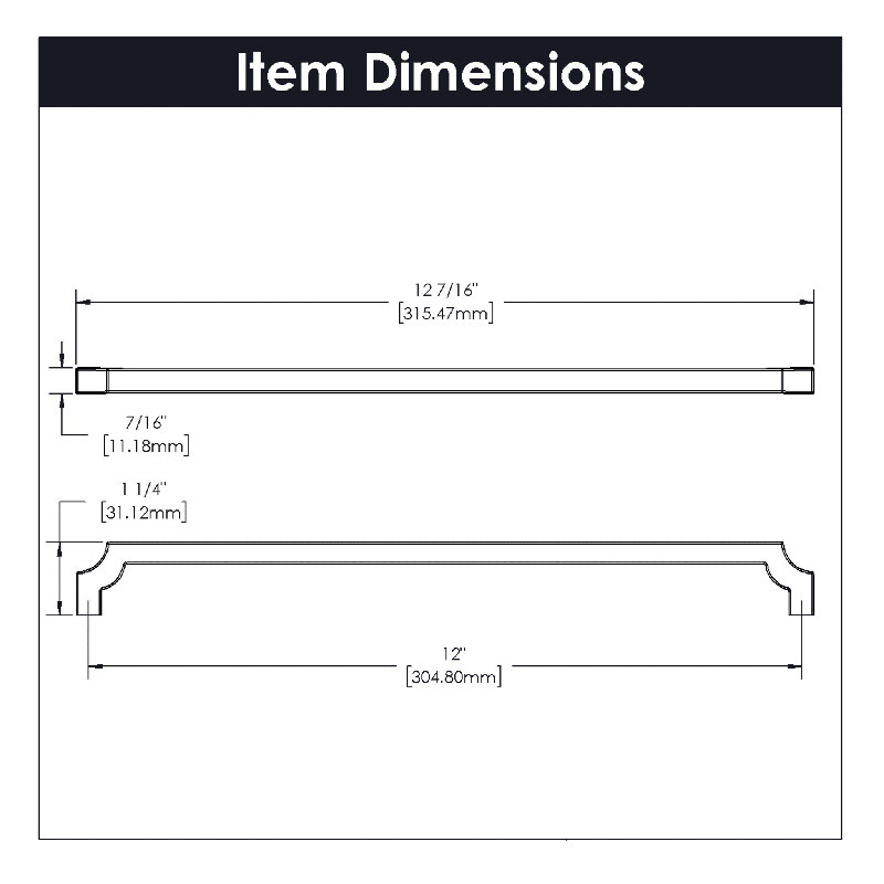 Monarch Collection Appliance Pull - Cabinet Pull - Transitional Hardware for Drawers & Cabinets, Chrome, 12"