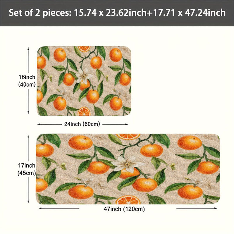 Ensemble de 2 tapis de cuisine en lin fleur d'oranger