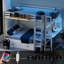 Solid Wood Bunk Bed with Convertible Desk, Built-In Outlets, LED Lights and Storage Drawers-1306882086
