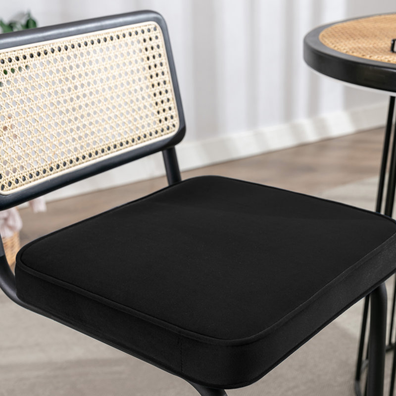 Tabouret de bar 26 po Marlow, 2, Velours noir / cadre noir, Hauteur du siège de 26 po