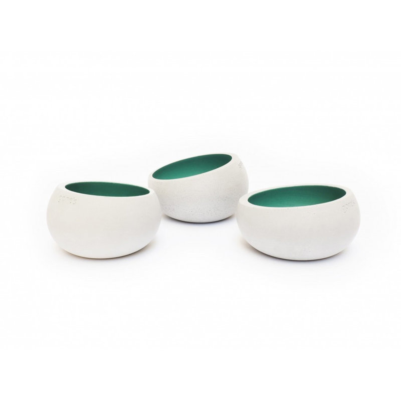 3 Piece Concrete Tabletop Votive Holder Set, Green