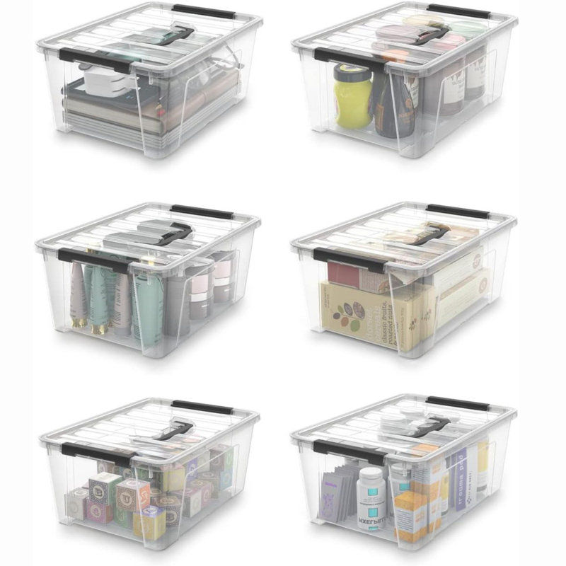 Clear Stackable Plastic Storage Bins with Lids, 5-Litre, 6-Pack
