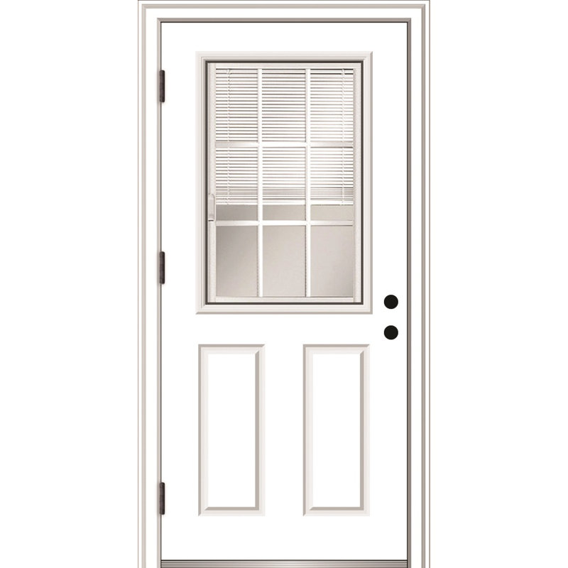 Porte d'entrée avant en fibre de verre Smooth, H 80 po x l 36 po x P 1,75 po, 6,56 po, Côté droit / vers l'extérieur