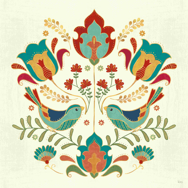 «Folk Floral III» par Véronique Charron, impression sur toile tendue, H 36 po x l 36 po