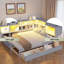 Lit de jour moderne avec 2 tiroirs de rangement, armoires de rangement, lumière DEL et ports USB-2122333201