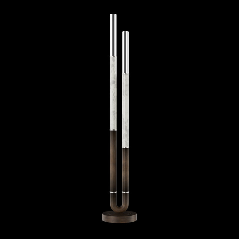 Lampe sur pied H 71,5 po Antonia, Bronze/Nickel/Fumée