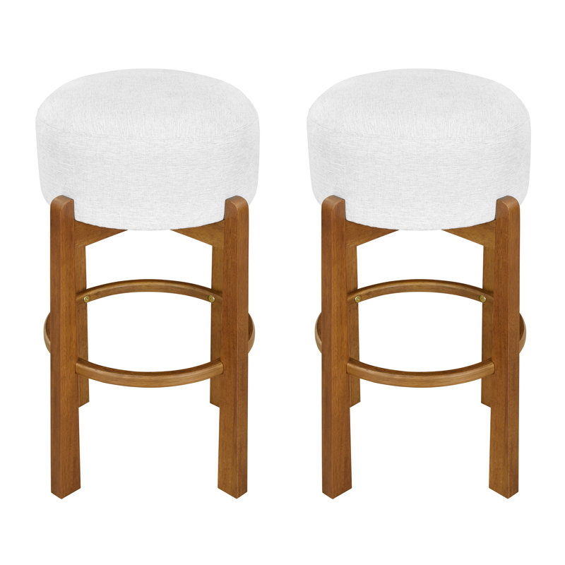 Tabourets de bar rembourrés Ragio Mid-Century, Noyer