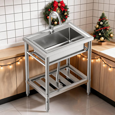 Freestanding Single Bowl Stainless Steel Kitchen Sink