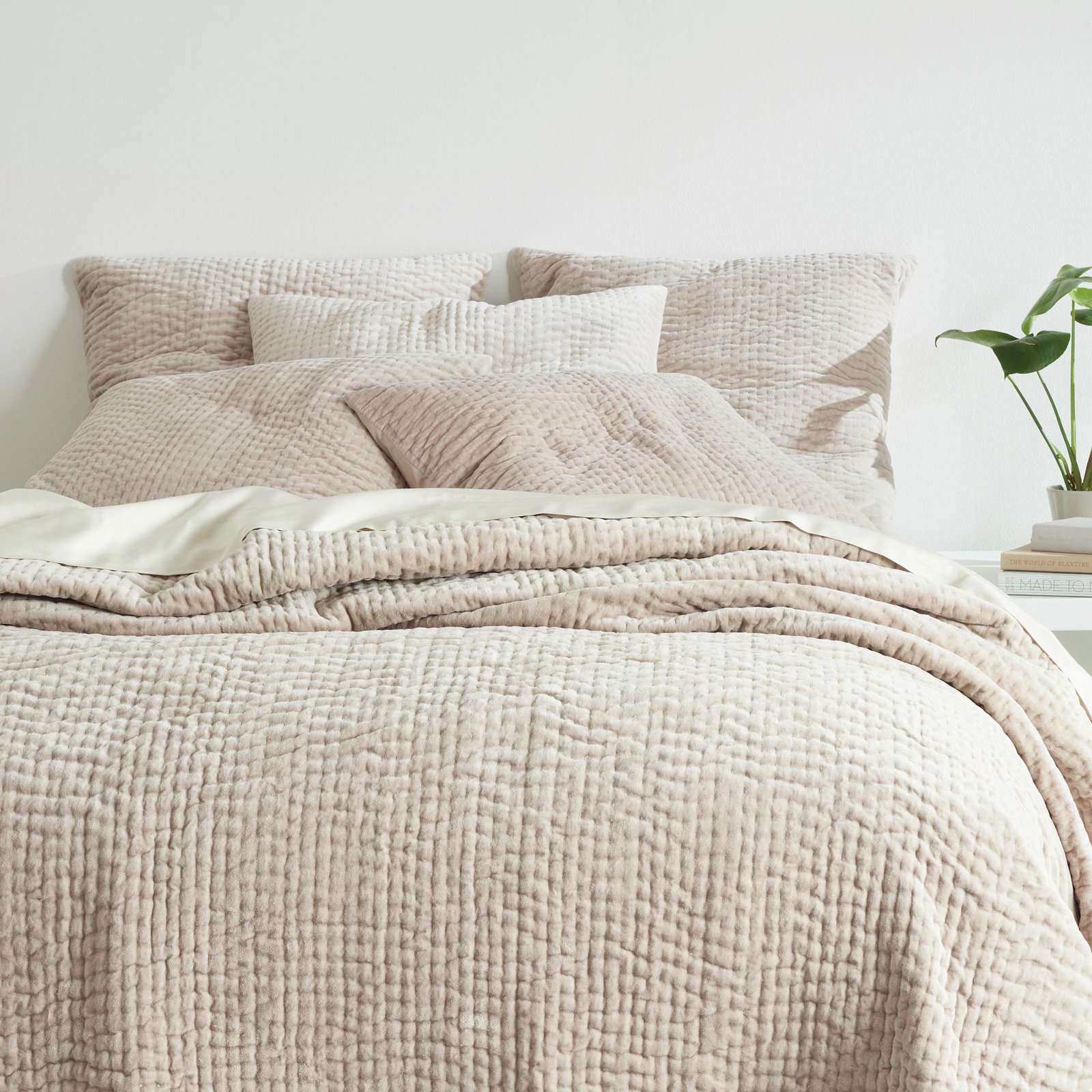 Viola Velvet Grey Quilt, King Quilt, Gray