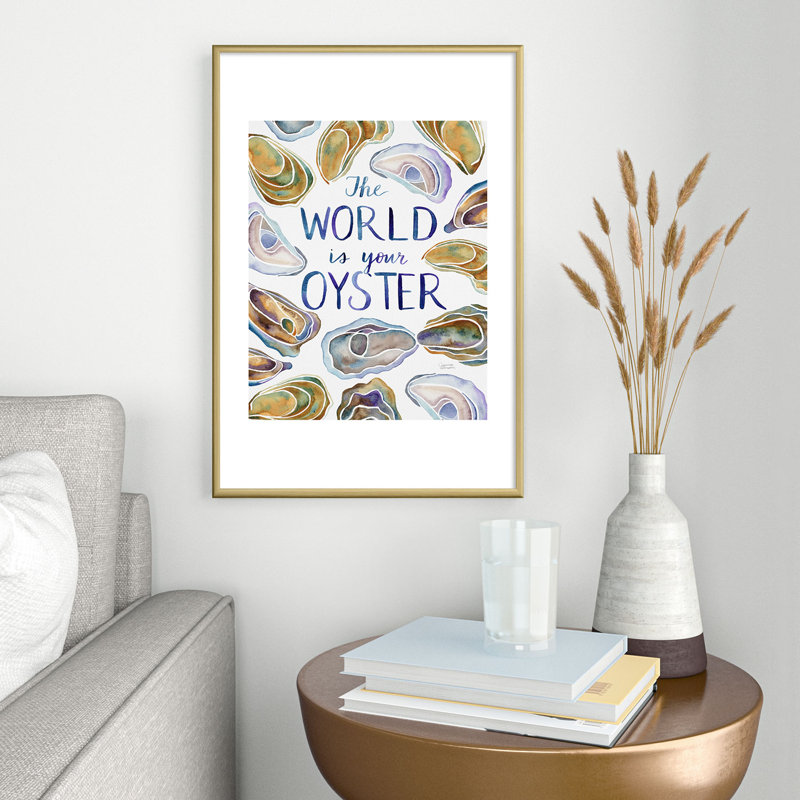Jessica Larson «The World is Your Oyster», reproduction d'art encadrée, Cadre métallique doré, H 19 po x l 13 po x P 0,88 po