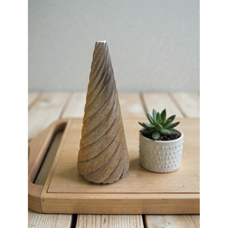 Arbre de Noël Med avec motif ondulé naturel H 5 po, H 5 po x l 14,2 po x P 14,2 po, Naturel