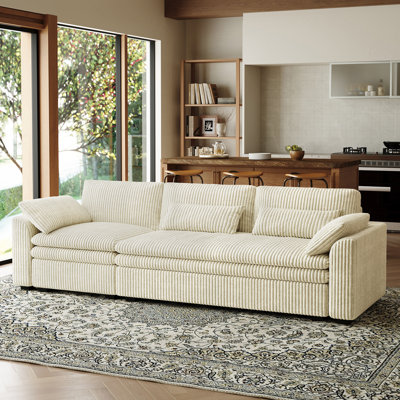 Corduroy Upholstered 3-Seats Sofa Couch