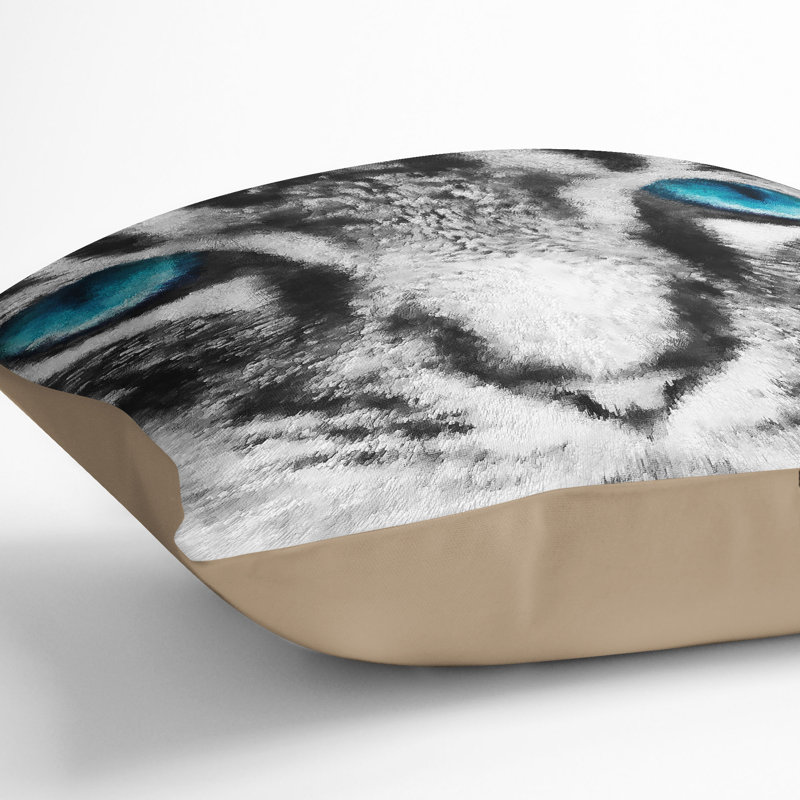 Bright Blue Cat Eyes Cushion with Filling, 40cm H x 40cm W x 15cm D, Stone