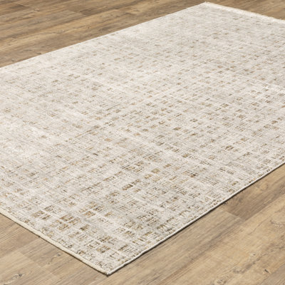 Telisa Modern Grid Rectilinear Ivory / Brown Area Rug