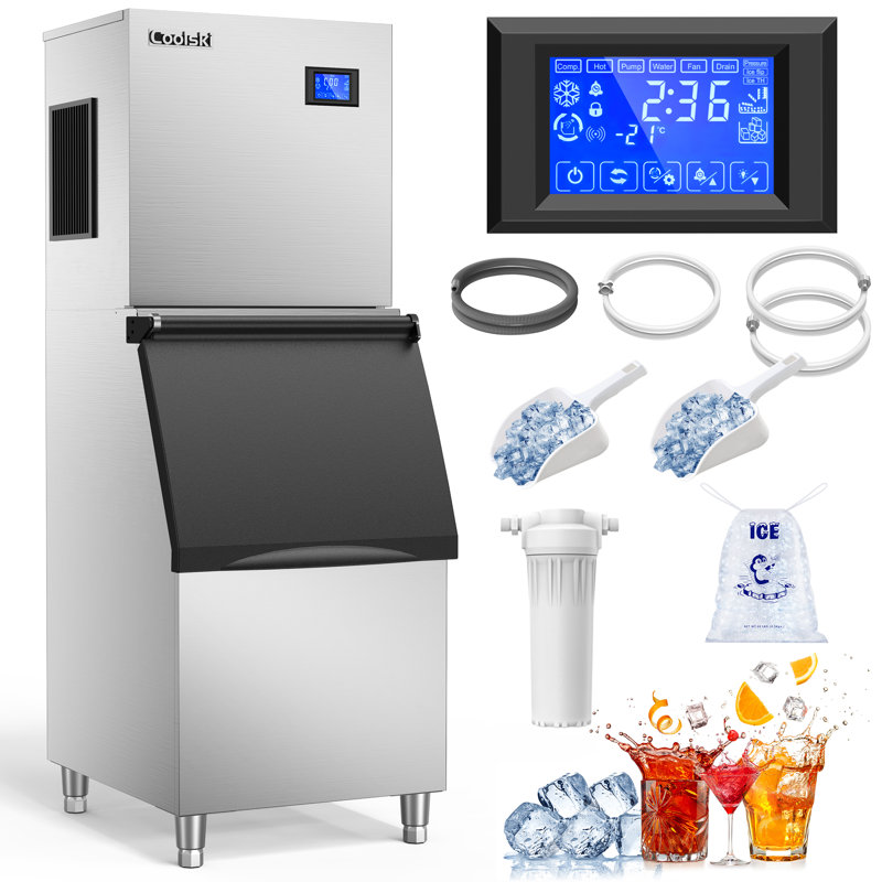 Coolski Commercial Ice Machine 450 Lb. Daily Production Clear Cube Ice Freestanding