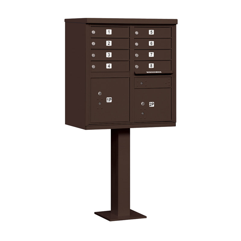 Boîte aux lettres multi-unités à chargement frontal 8 portes avec 2 casiers-colis, Bronze