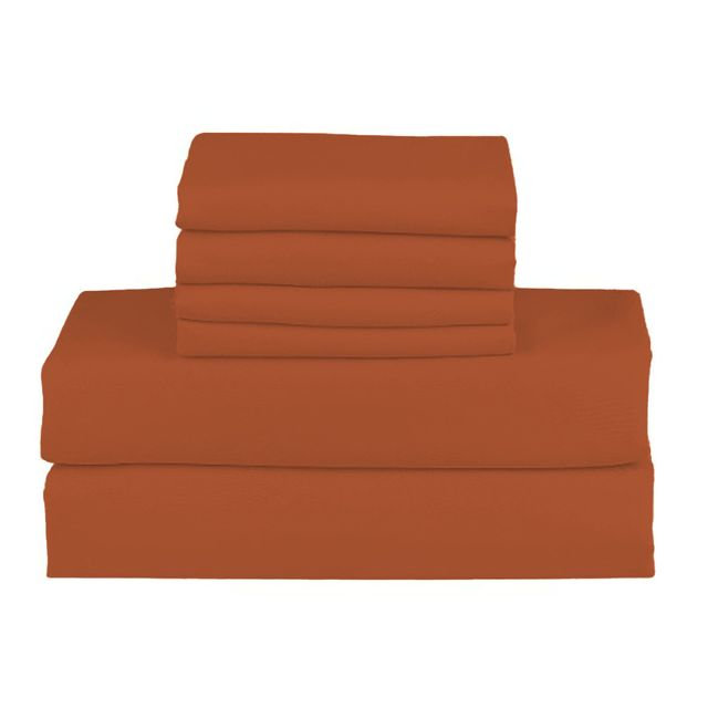 Queen Autumn Orange Bamboo Microfiber 6-Piece Deep Pocket Sheet Set