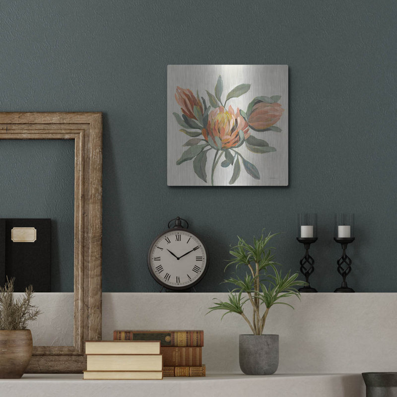 Art mural luxueux «Field Bloom 1 Warm» par Silvia Vassileva, 12 po x 12 po