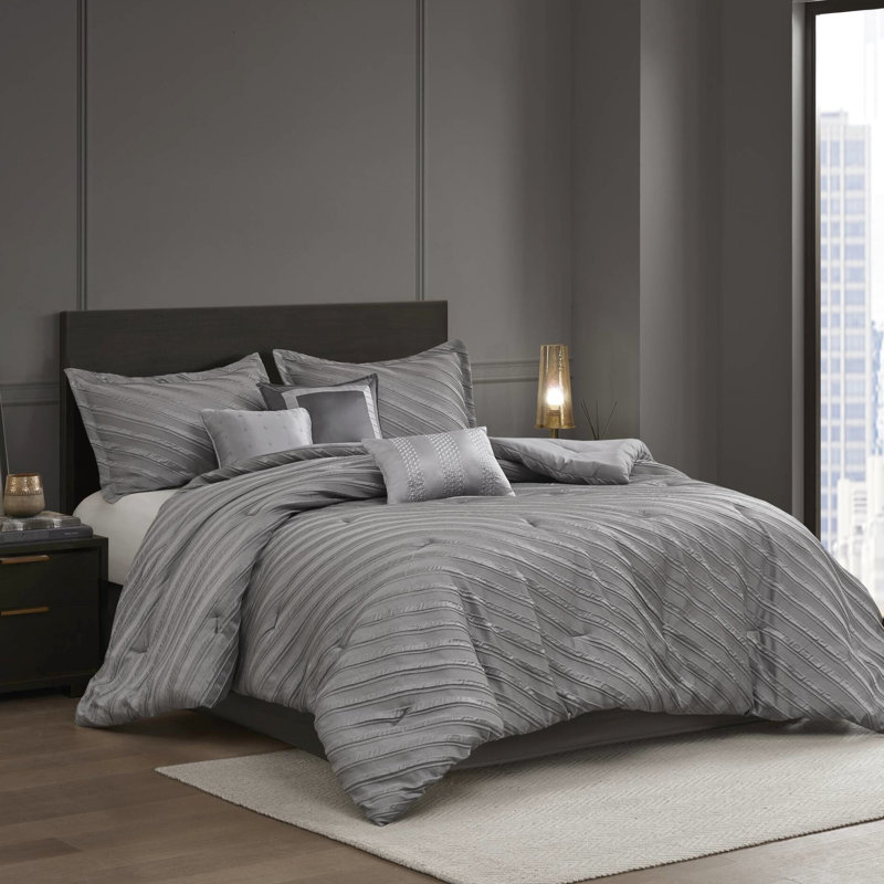 Édredon très grand 7 pièces gris