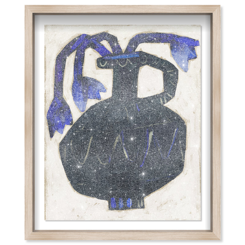 Indigo Vase Print by Oliver Gal, 25.5"H x 21.5"W, Natural Oak Shadowbox