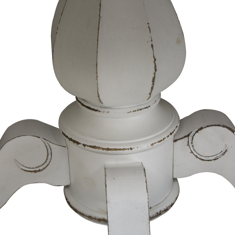 Colne 30" Counter Height Extendable Poplar Solid Wood Pedestal Dining Table, Gray Top/Gray Base