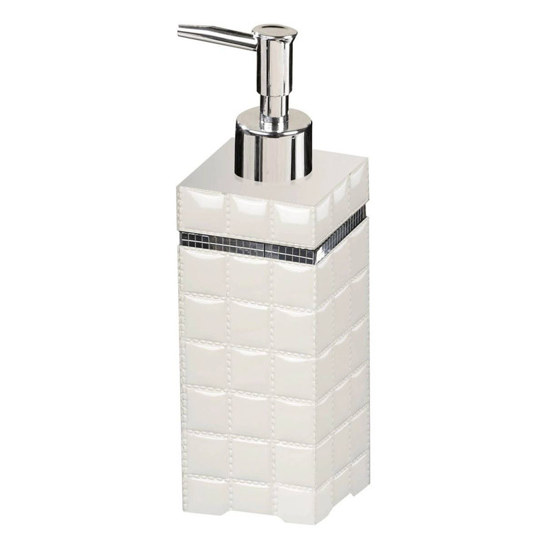  Distributeur de savon liquide Oneita en résine | Meuble-lavabo de salle de bain et évier de cuisine, contient savon, lotion et assainisseur | Blanc