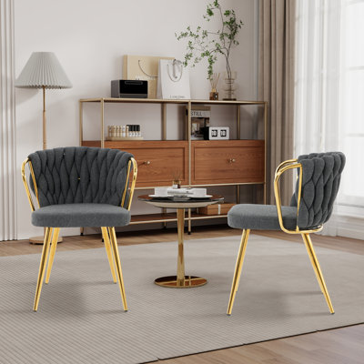 Chaise de salle à manger rembourrée en métal (ensemble de 2)