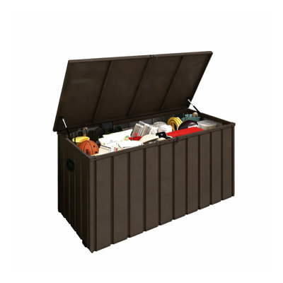 Coffre de terrasse en métal imperméable 200 gallons avec couvercle hydraulique, banc de rangement extérieur verrouillable pour meubles de jardin et outils de jardin