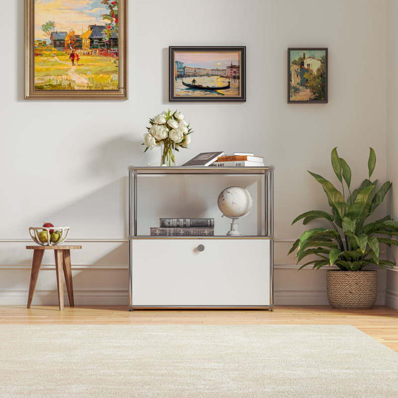 Rangement avec table de chevet et classeur, Blanc