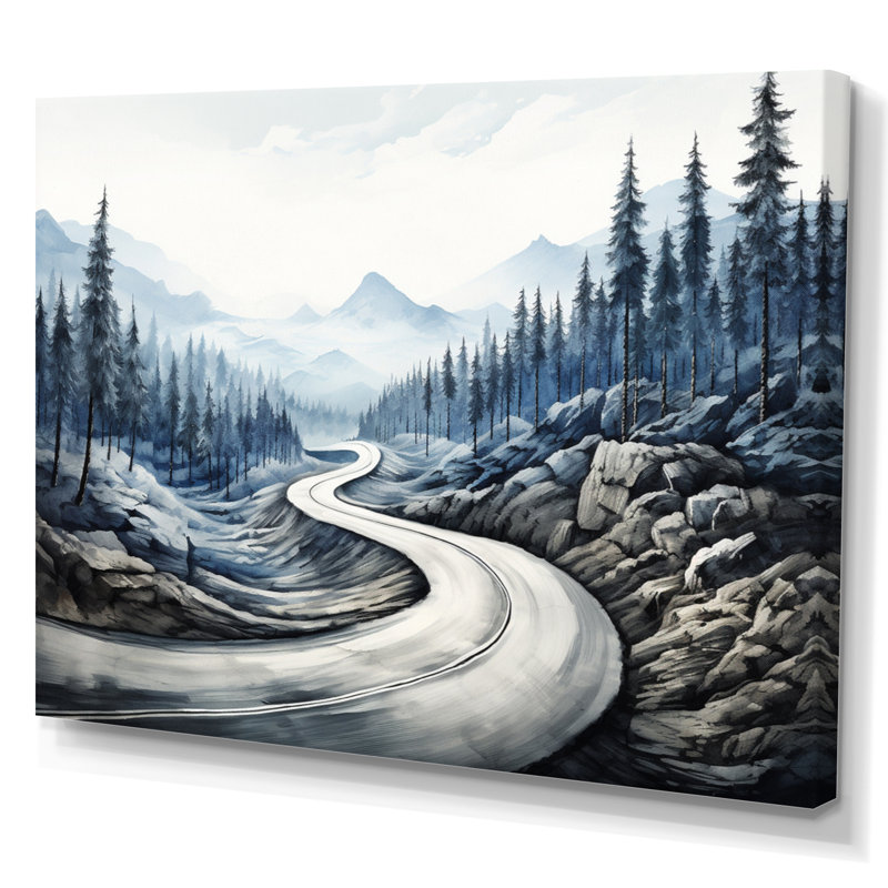 Meandering Road Endless Journey II - Landscapes Wall Decor, 34" H x 44" W, Toile tendue
