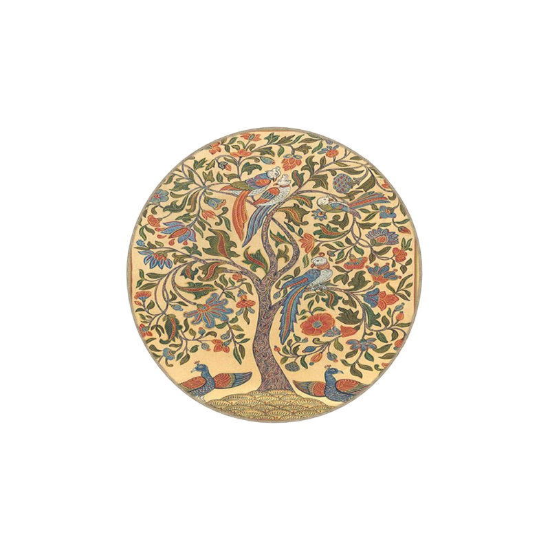Tapis de sol tissé avec des motifs d'arbres et d'oiseaux, Tapis de couloir 2 pi 6 po x 9 pi 11 po