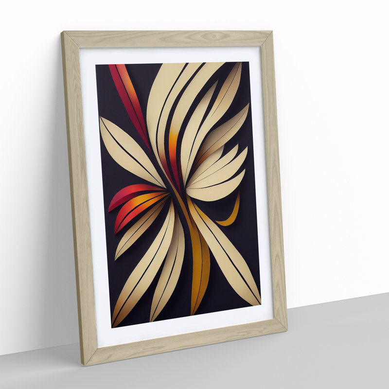 Bold Feather - Wall Art, 36cm H x 27cm W x 2cm D, Oak Framed, White