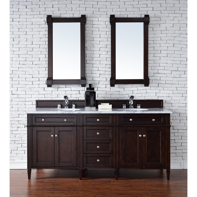 Brittany 72'' W Double Bathroom Vanity Base, Saddle Brown