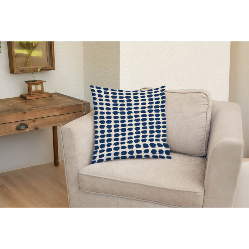 Coussin décoratif à pois, Carré 18 po, Marine