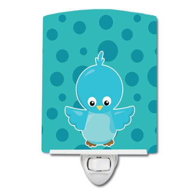 Bird on Polkadots Ceramic Night Light