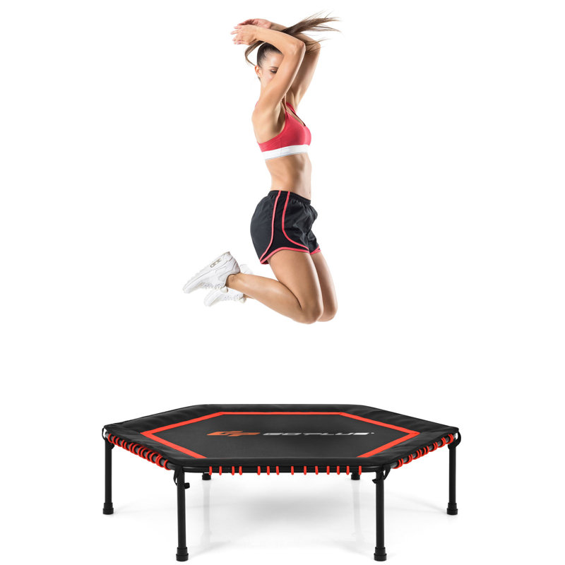 Costway 3.3cm Hexagon Fitness Trampoline, Red/Black