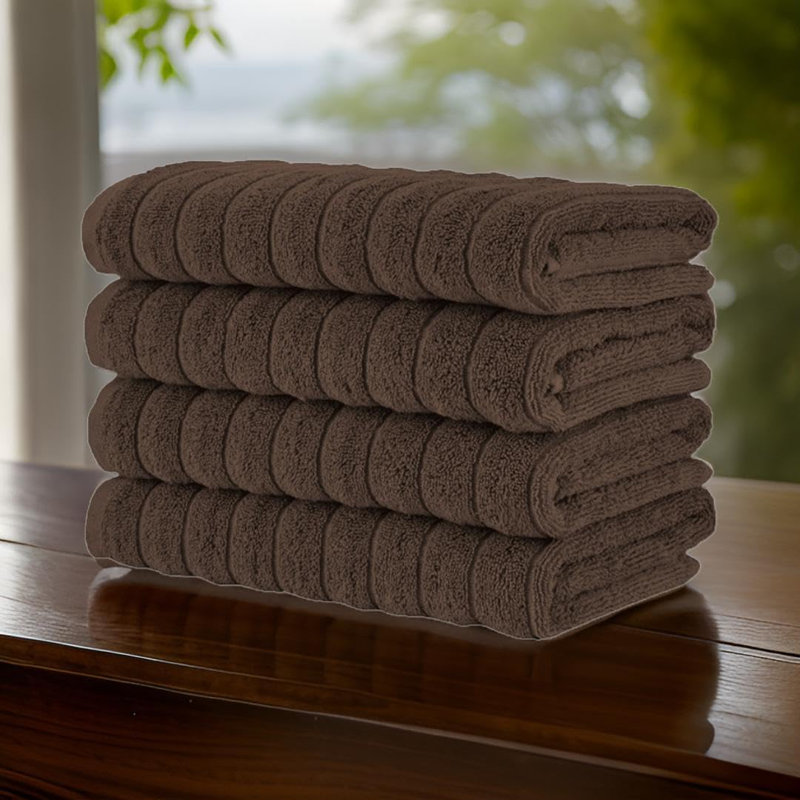Ensemble de serviettes essuie-mains Fralick, 100% coton turc, séchage rapide , Chocolat