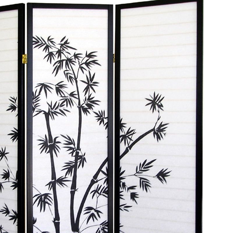 70" Tall 3 Screen With Ornament And Black Finish - Partition Space Add Grace Folds Easily For Storage High -Themed Room Divider In Boundaries Compactly