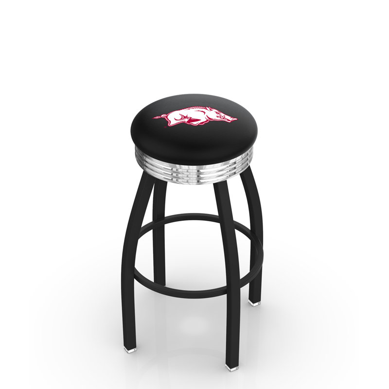 Tabouret de bar Logo Series, Tabouret de bar d'une hauteur de siège de 30 po, Chrome soudé solide, Université de l'Arkansas