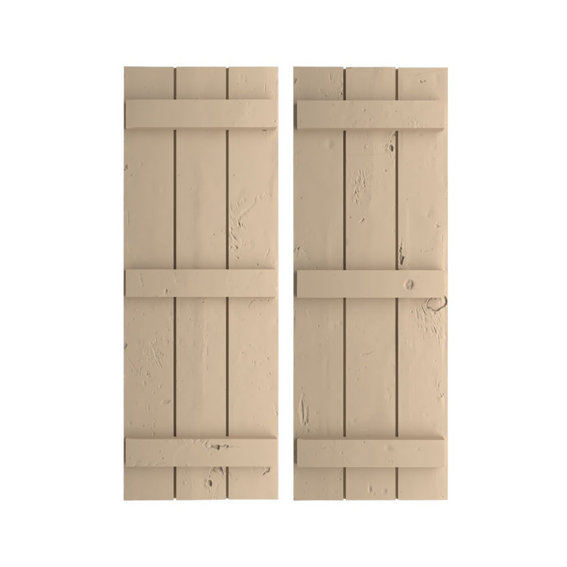 Volets en faux bois rustique à planche et nouettes (par paire), H 68 po x l 16,5 po x P 1 po, 16"