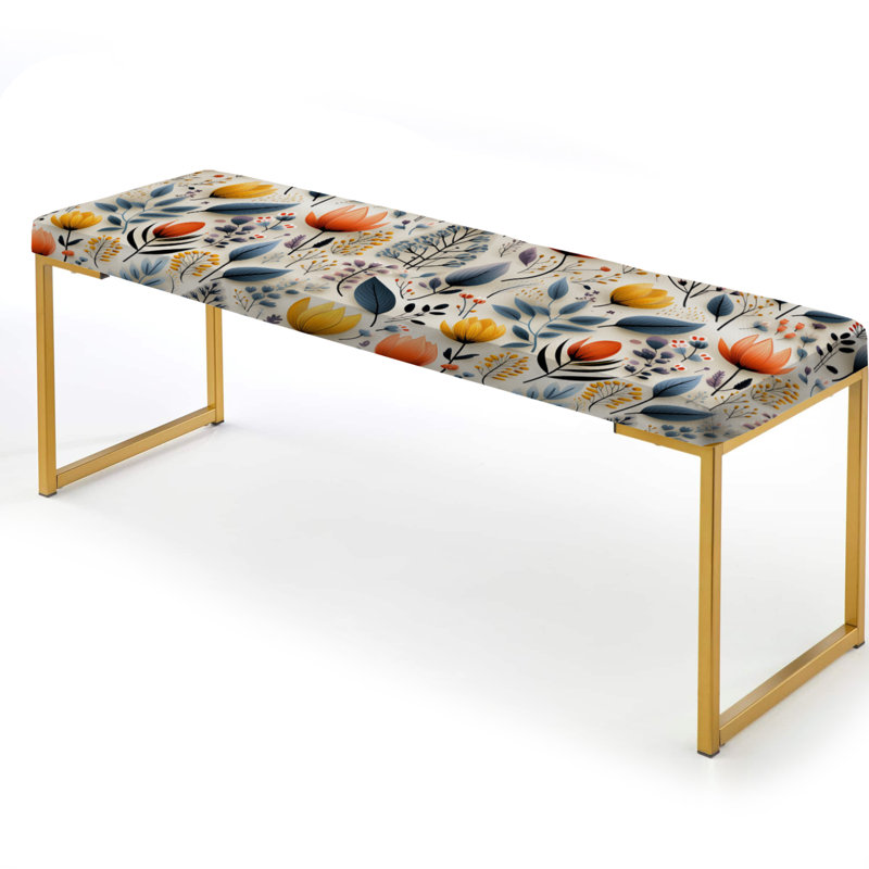 Banc rembourré or, Minimalist Radiant Blossom Serenity V