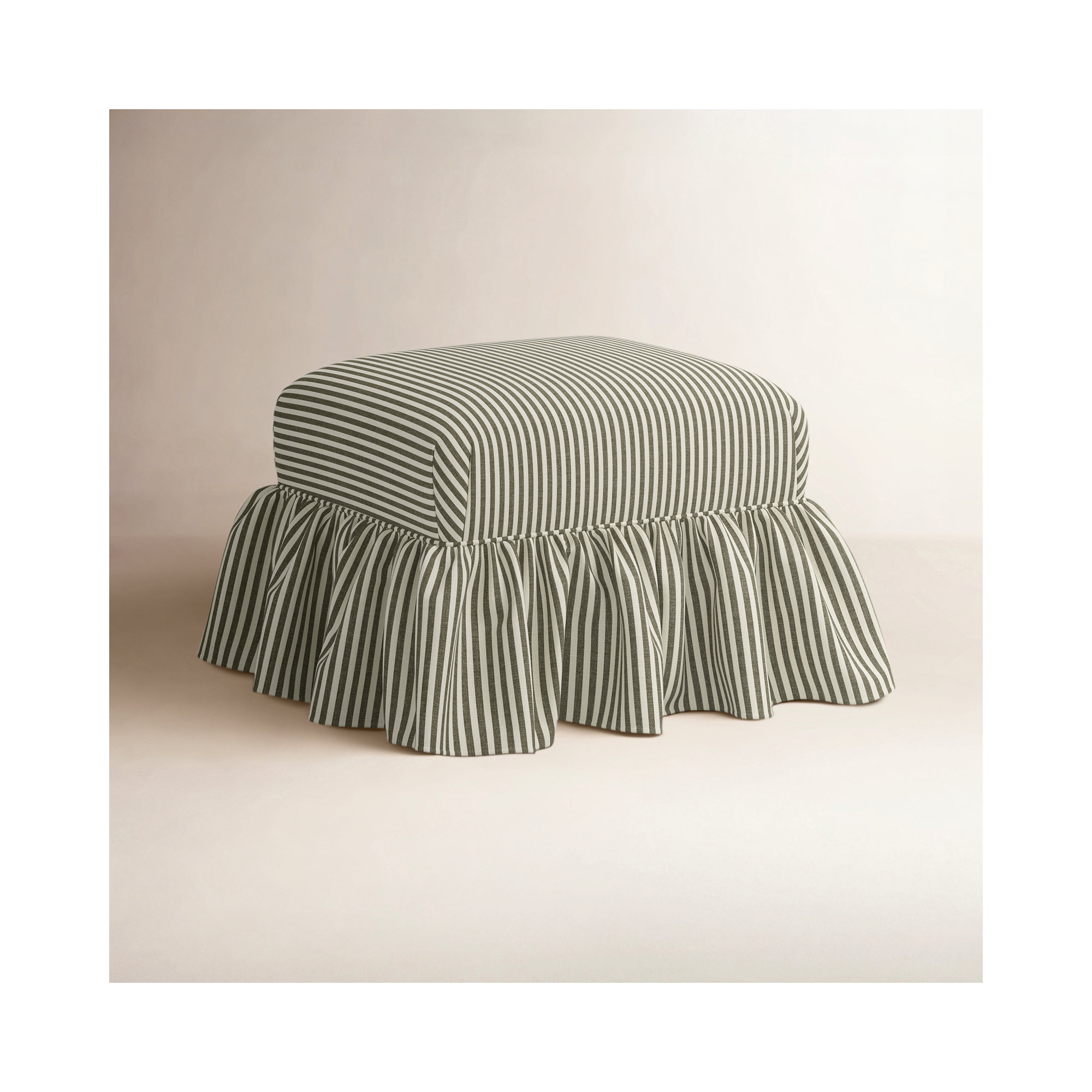 Stoffer Home x Cloth & Company June Ottoman , Jane Stripe Laurel