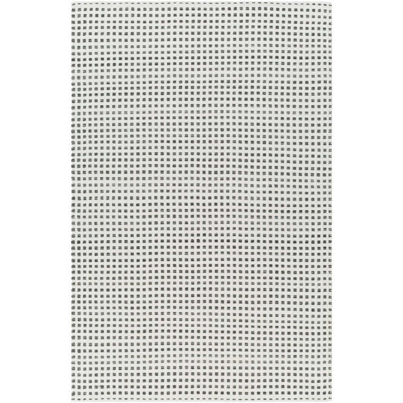 Tissu géométrique recyclé à tissage plat G Wilson P.E.T. Tapis intérieur / extérieur , Rectangle 5 pi x 7 pi 6 po, Dark Grey