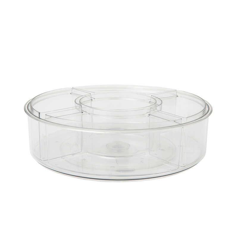 Clear Plastic 12-Inch Lazy Susan Organizer with Removable Bins