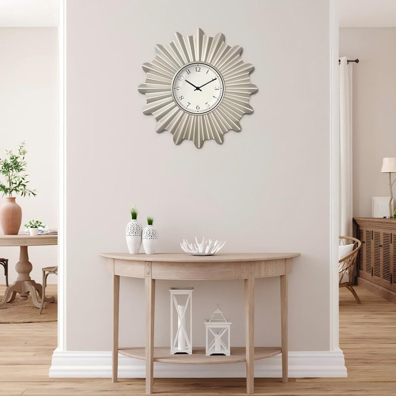 Horloge murale Mid Century Modern, Argent matinal