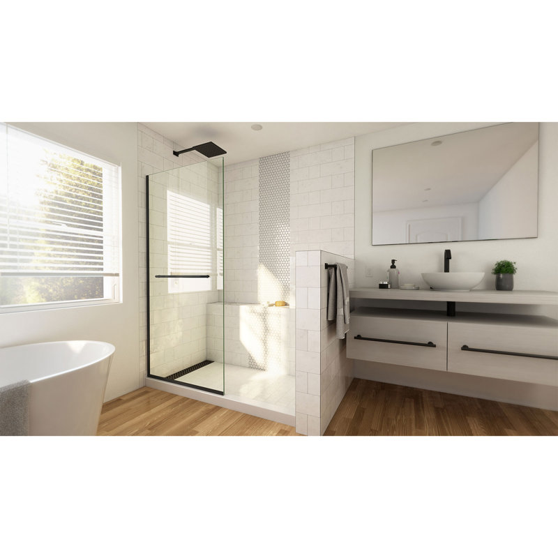 30" W x 72" H Frameless Shower Door, Matte Black, 30"