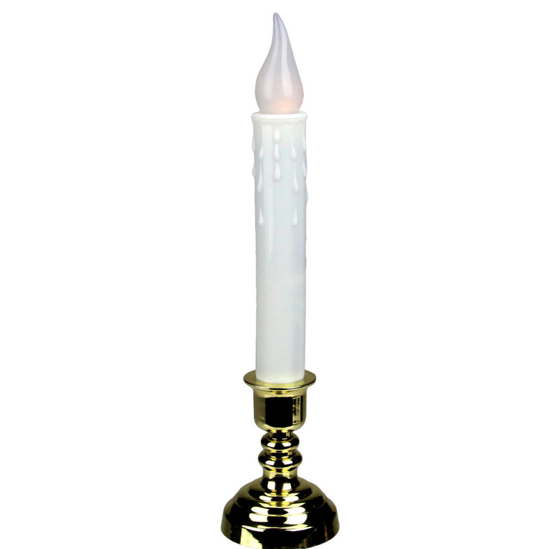 8.5" White LED Christmas Candle Lamp with Automatic Timer