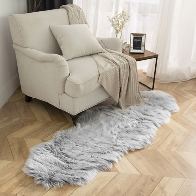 Tapis décoratif doux à poils longs en fausse peau de mouton, paquet de 1