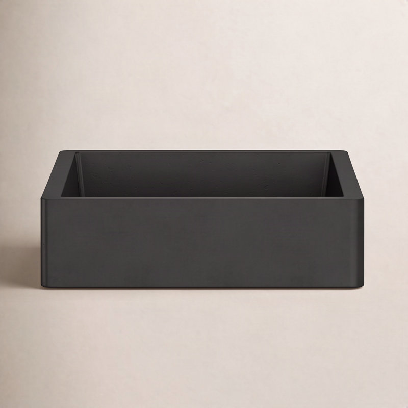 Nipomo Stone Handmade Rectangular Undermount Bathroom Sink, Charcoal