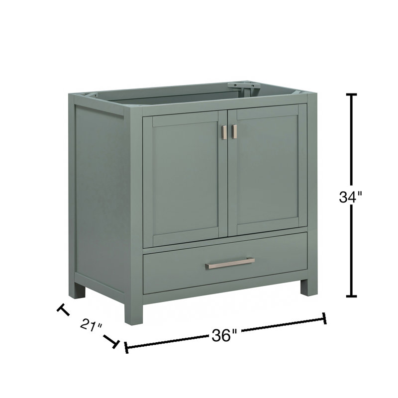 Modero 36'' W Single Bathroom Vanity Base, Smoke Green